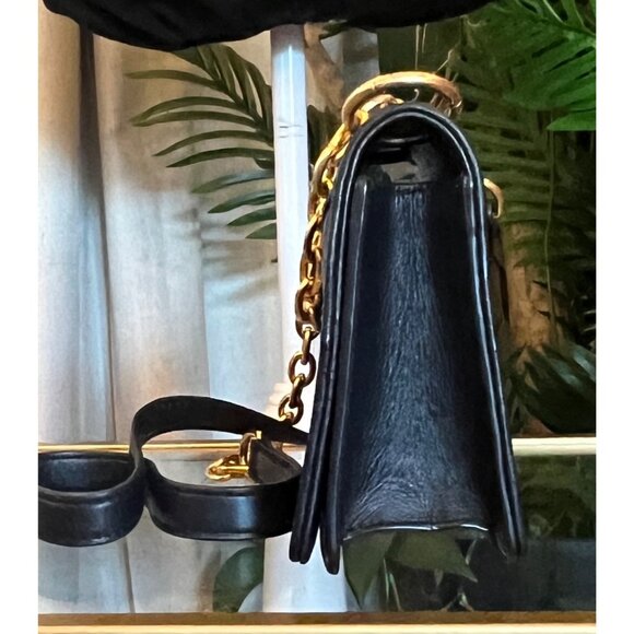 AUTHENTIC TORY BURCH SMALL BLACK QUILTED LEATHER FLEMING HANDBAG - Picture 6 of 9